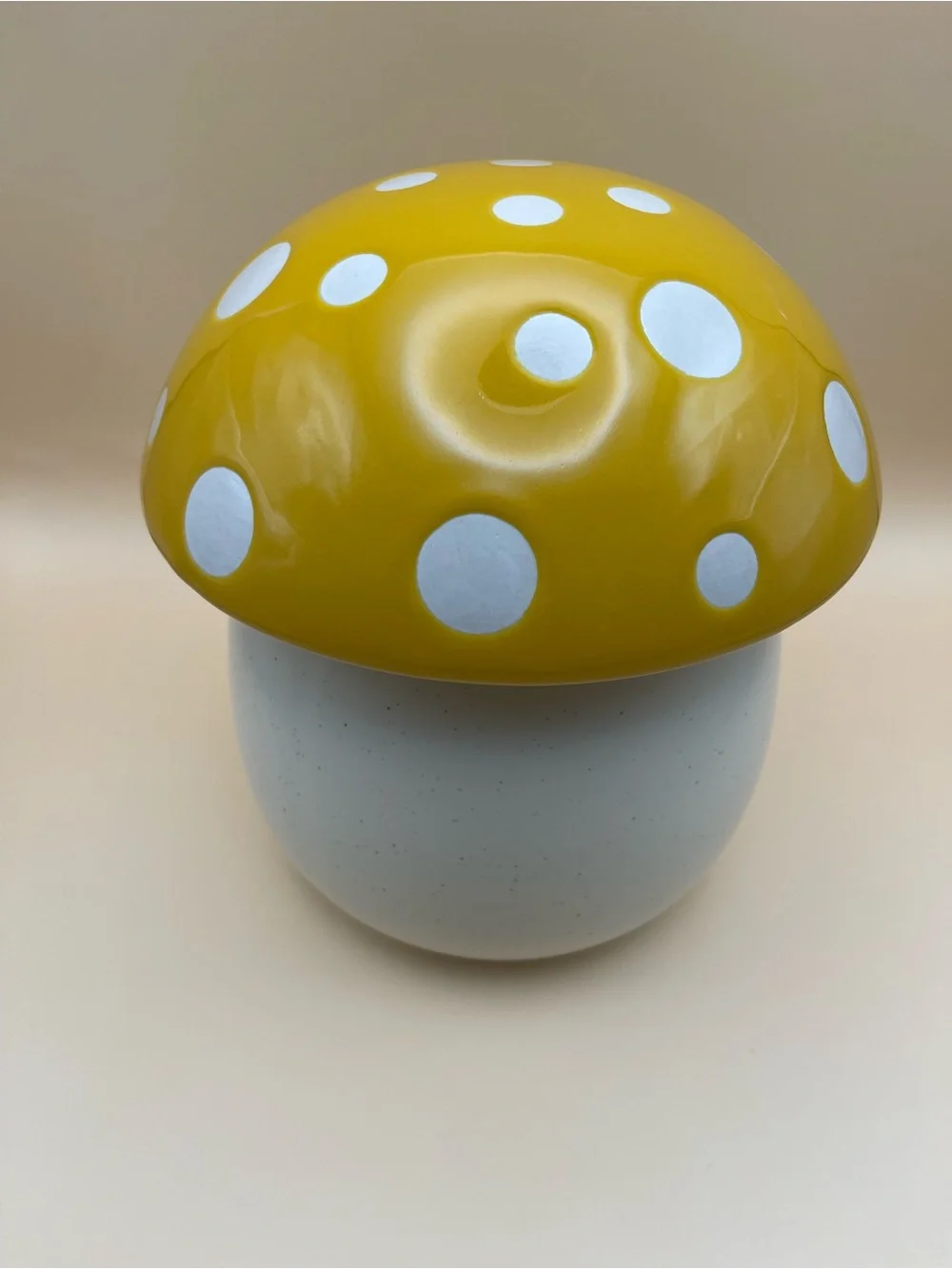 World Market Yellow Ceramic Mushroom Cookie Jar, NWT